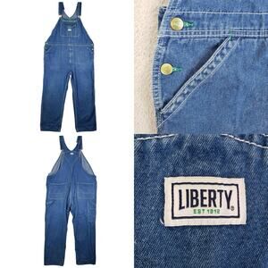 Liberty Overalls Men's Work Carpenter Denim Bib Overalls Cotton Blue Size 48x32